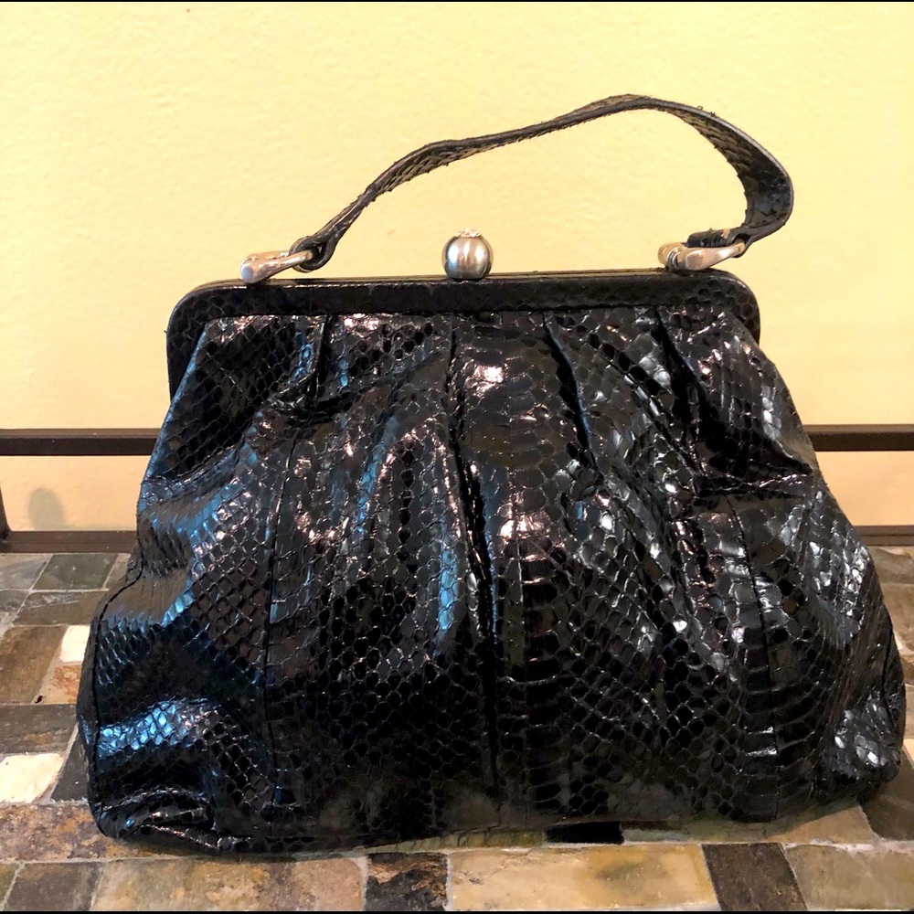 Snakeskin Francesco Biasia Purse Black Gently Worn